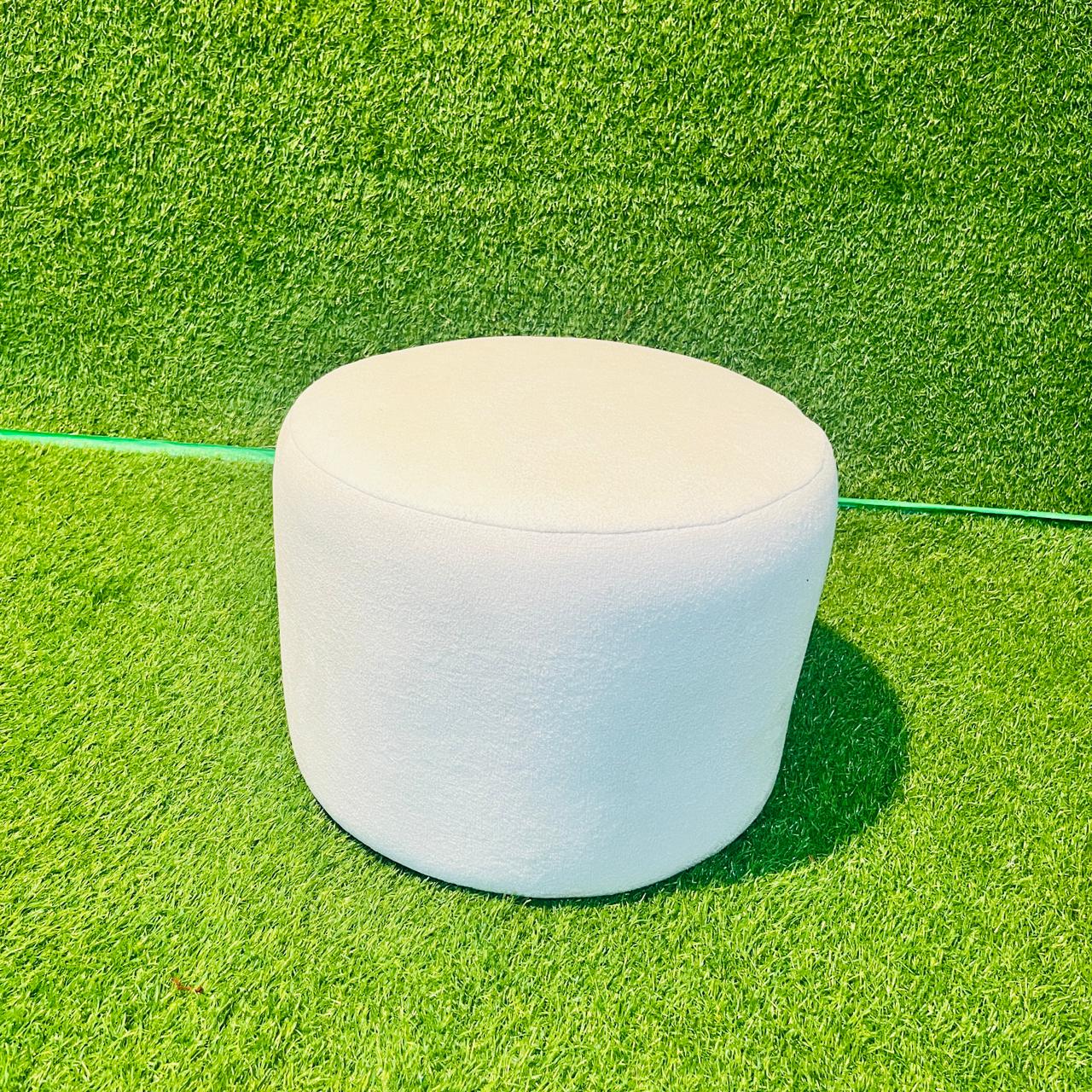 White Rounded Ottomans