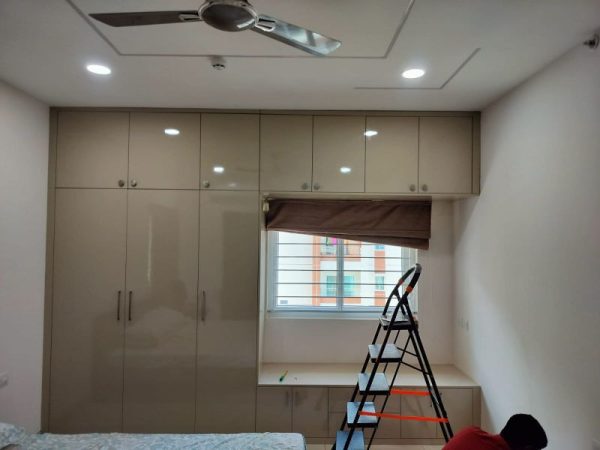 Wardrobe with Loft & Cabinet Work in Bhopal – Completed by The Sofa Shoppe | Tiwari Interiors