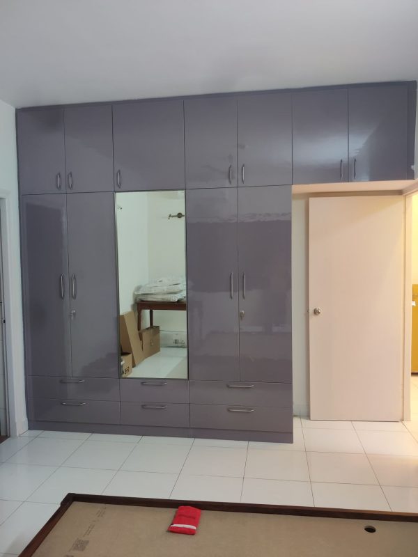 Wardrobe with Loft & Cabinet Work in Bhopal – Completed by The Sofa Shoppe | Tiwari Interiors