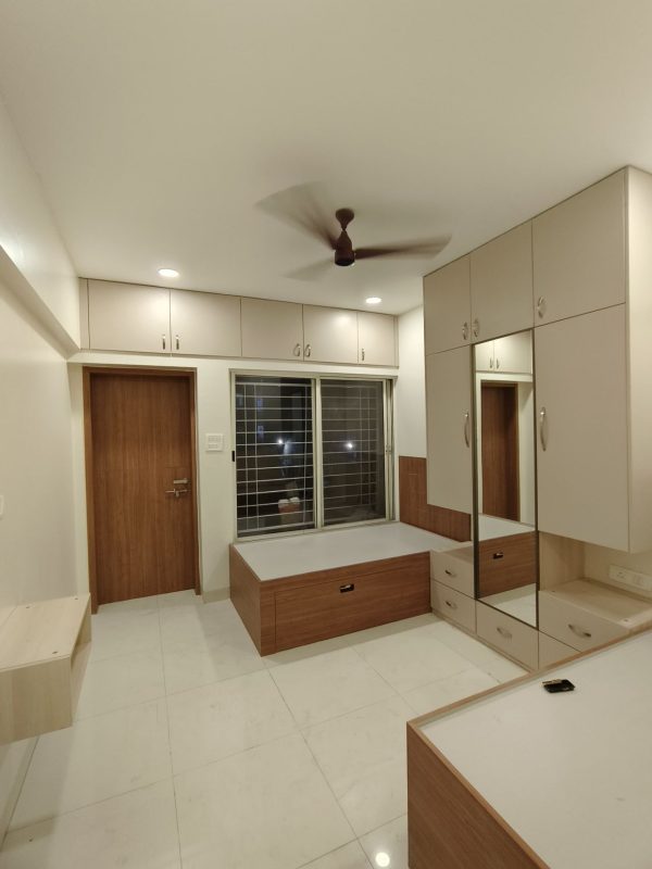 Wardrobe with Loft & Cabinet Work in Bhopal – Completed by The Sofa Shoppe | Tiwari Interiors