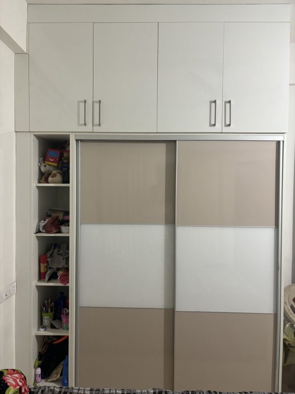 Wardrobe with Loft & Cabinet Work in Bhopal – Completed by The Sofa Shoppe | Tiwari Interiors