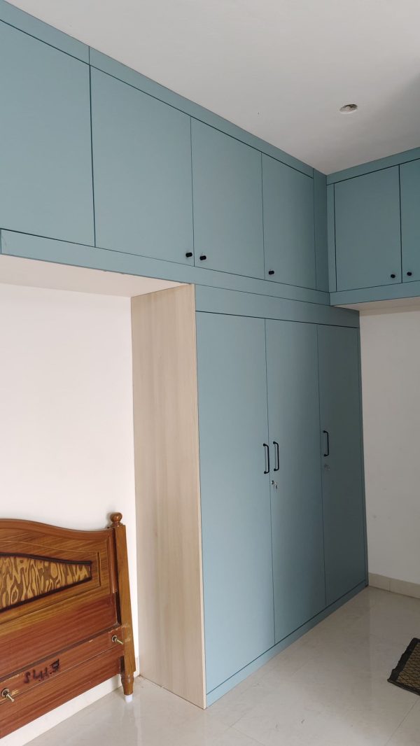 Wardrobe with Loft & Cabinet Work in Bhopal – Completed by The Sofa Shoppe | Tiwari Interiors