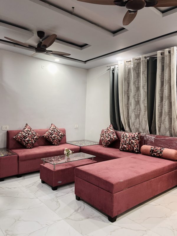 U-Shape Cherry Color Sofa Set (10 Seater) with Storage | Center & Side Tables – The Sofa Shoppe