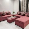 U-Shape Cherry Color Sofa Set (10 Seater) with Storage | Center & Side Tables – The Sofa Shoppe