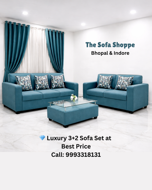 Luxury 3+2 Sofa Set with 10 Years Warranty & Sleepwell Foam | The Sofa Shoppe Bhopal & Indore